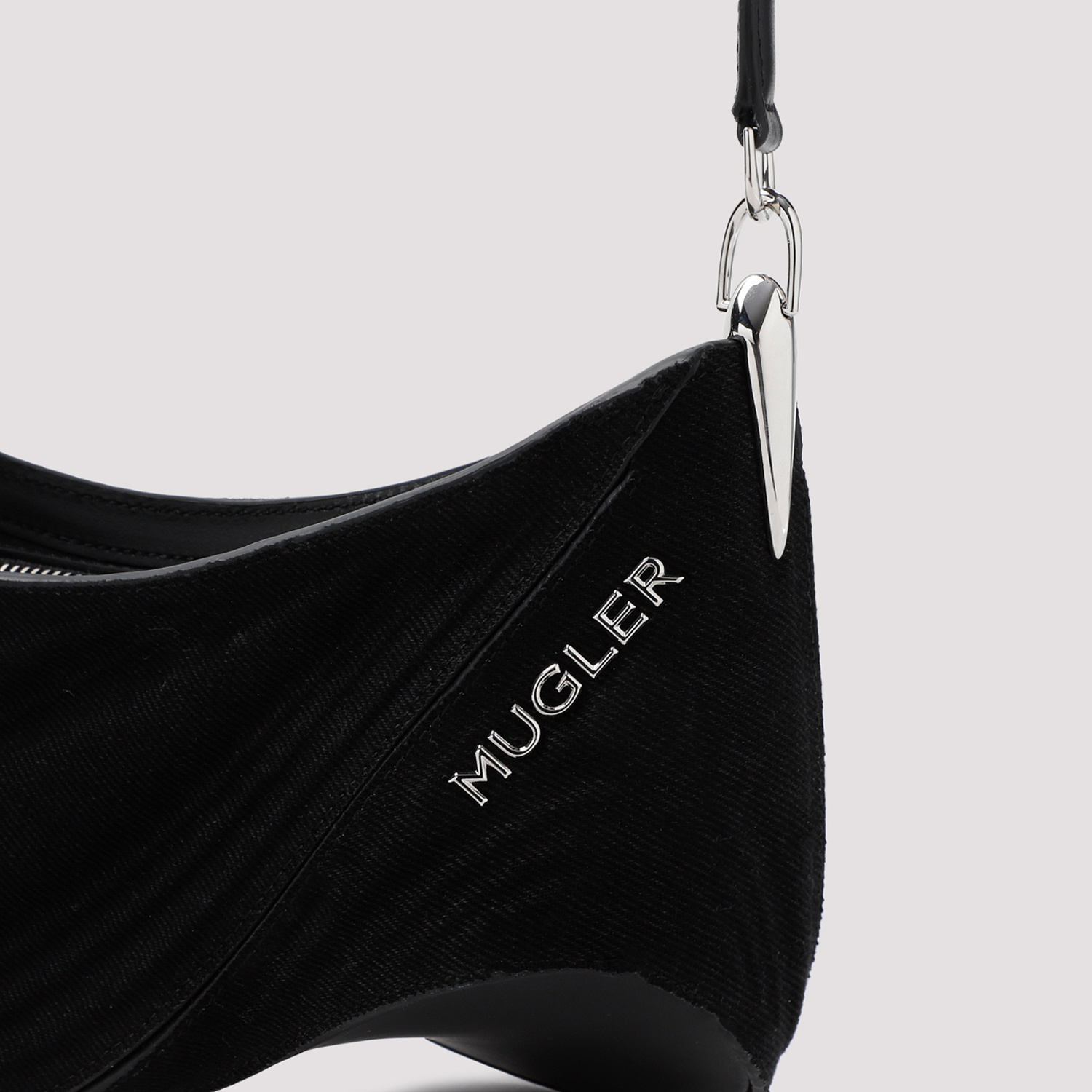 Mugler Black Spiral Curve 01 Shoulder Bag In Black