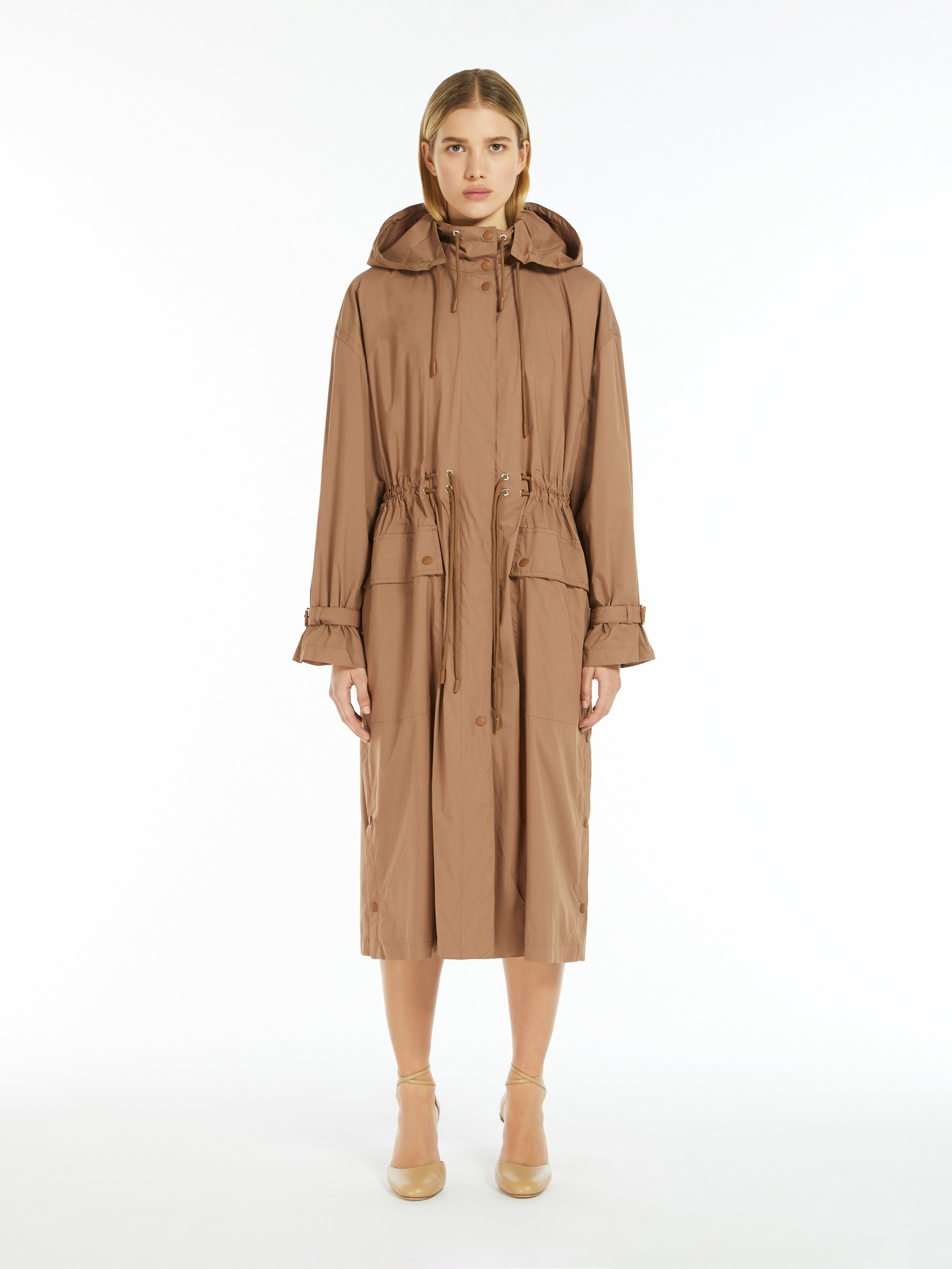 Max Mara Waterproof Technology Fabric, Oversized Parka Coat In Brown