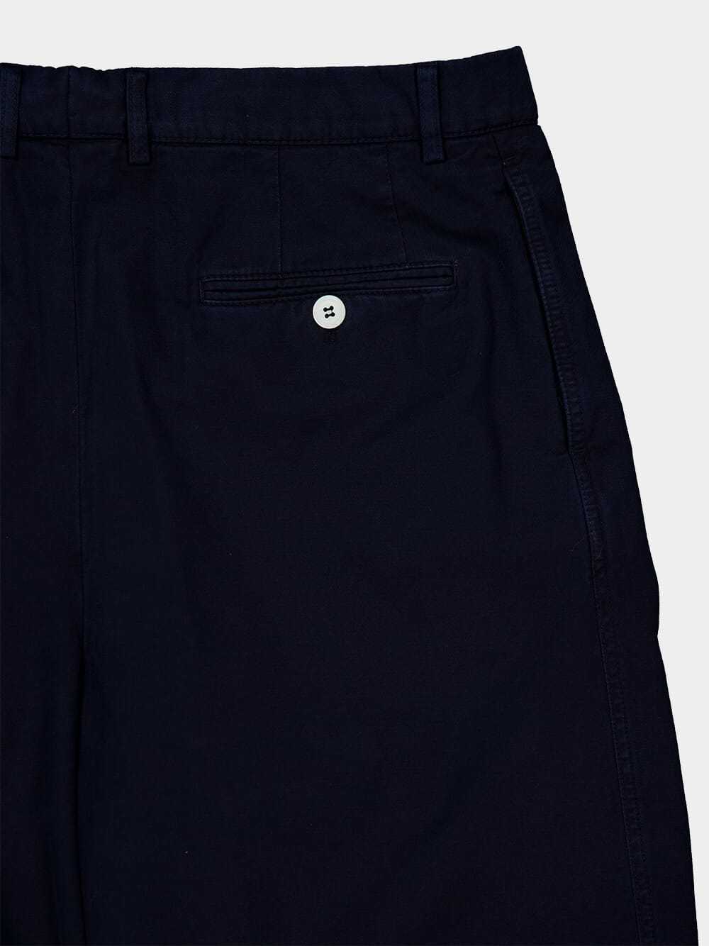 Brunello Cucinelli Pleated Cotton Shorts In Blue