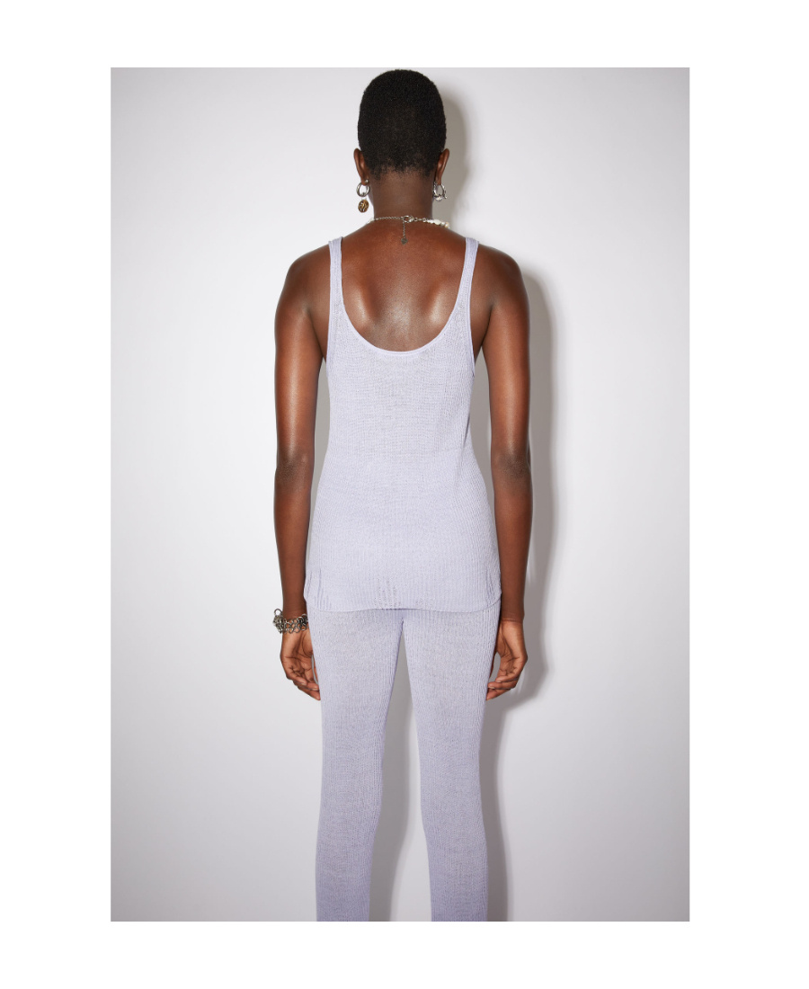 Acne Studios Purple Linen Rib Knit Tank Top In Purple