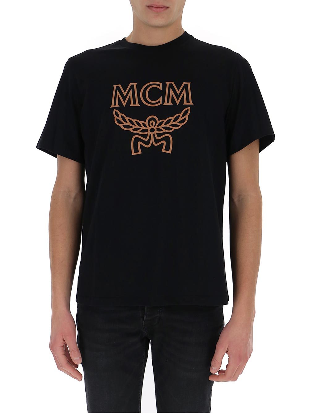Mcm Mens Black Brand-print Crewneck Cotton-jersey T-shirt L In Black
