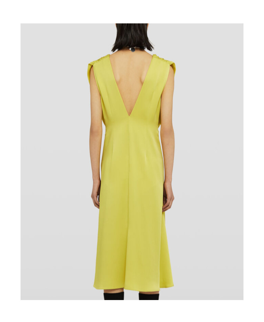 JIL SANDER JIL SANDER GATHERED CREWNECK SLEEVELESS DRESS