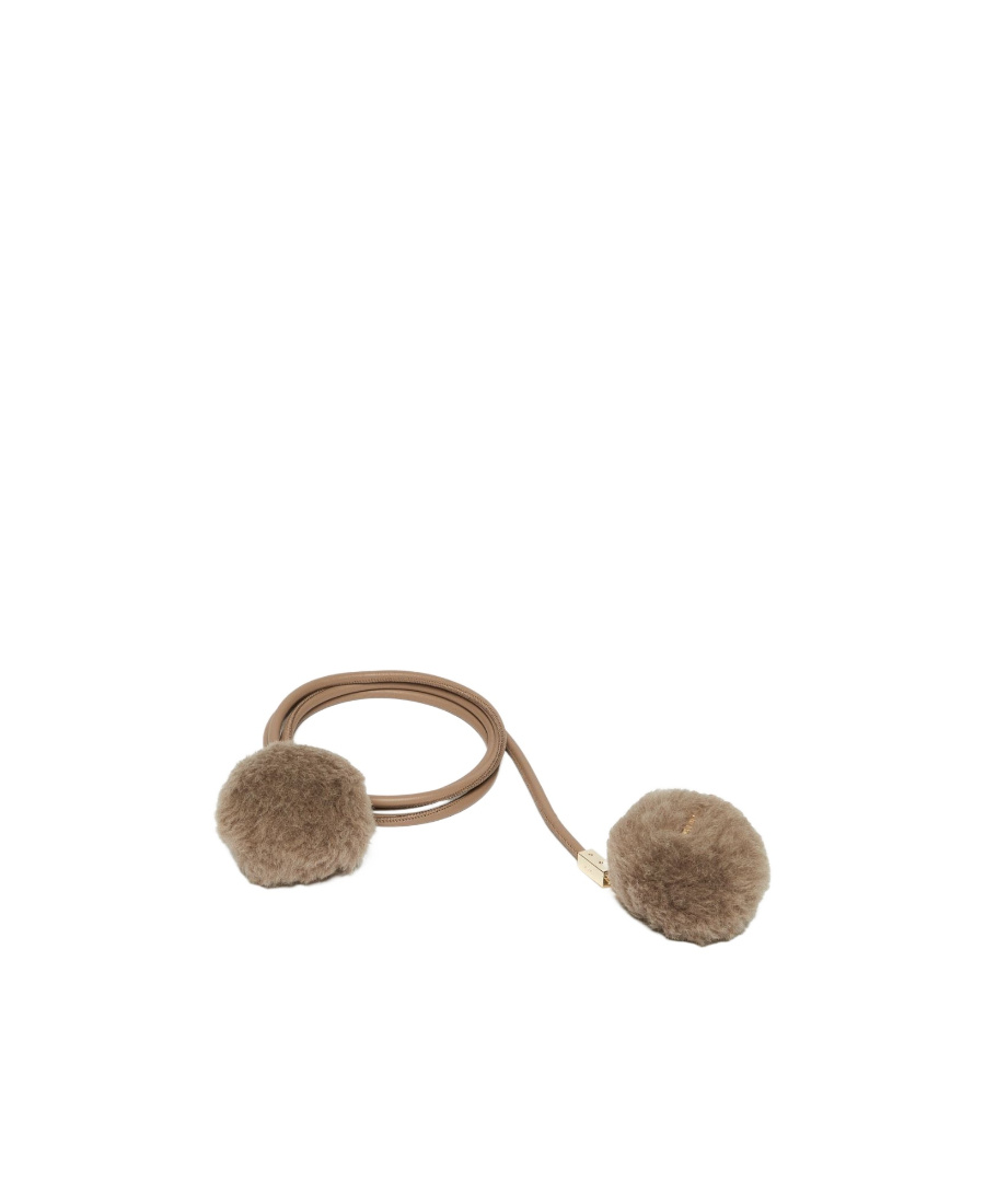 Max Mara Tubular Belt With Pom-pom In Brown