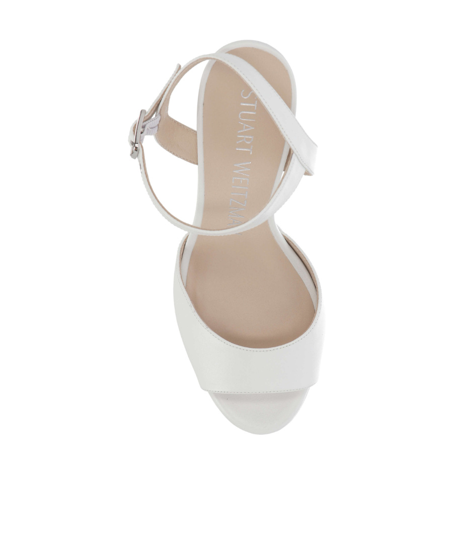 Stuart Weitzman 140mm Leather Platform Sandals In White