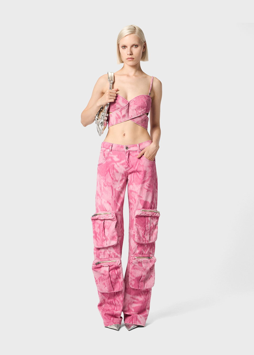 Blumarine Camouflage Work Casual Pants In Pink