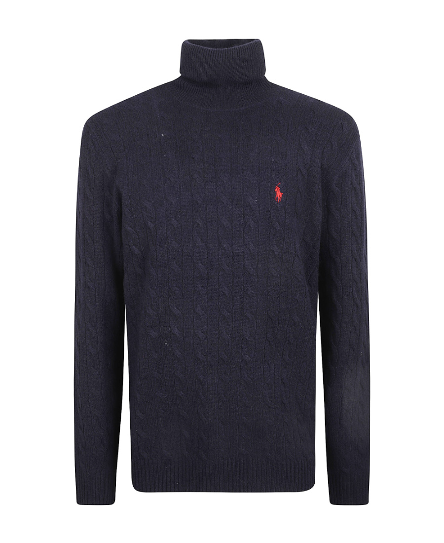 Polo Ralph Lauren Logo Embroidery Turtleneck Patterned Sweater In Black