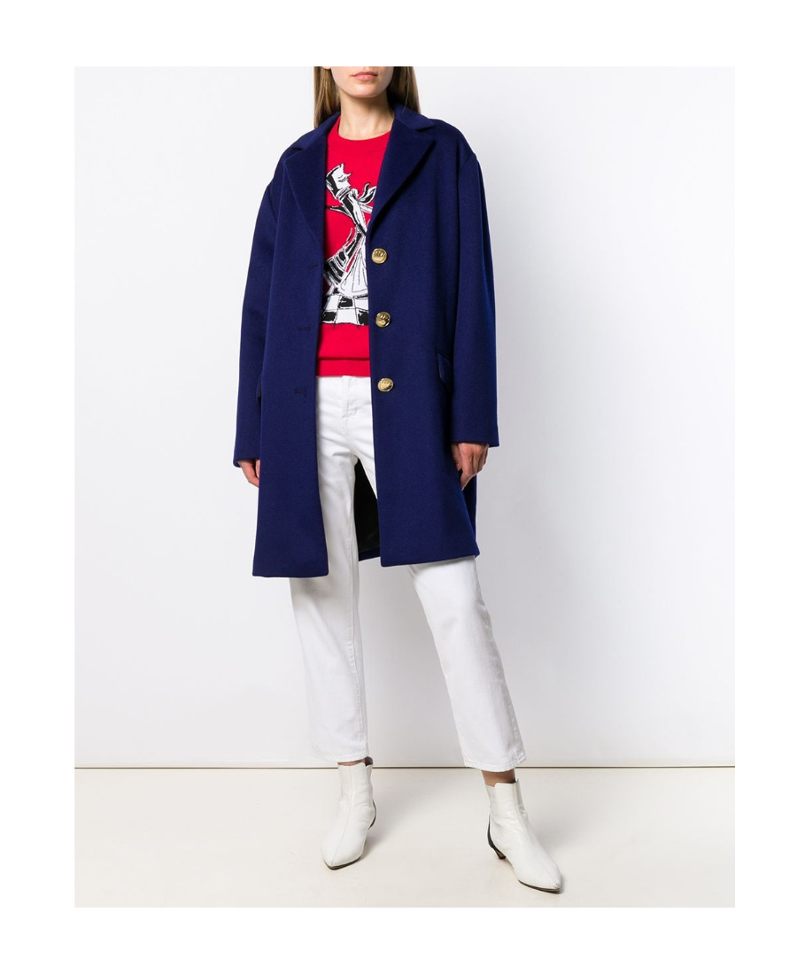 Moschino Single-breasted Coat In Blue
