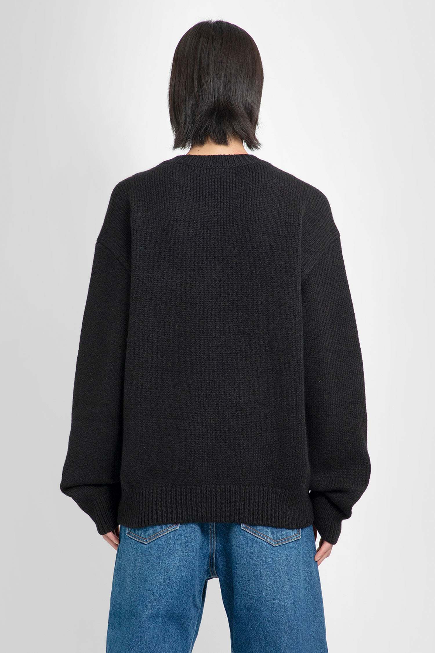 Shop Off-white Logo-intarsia Wool Jumper In Black