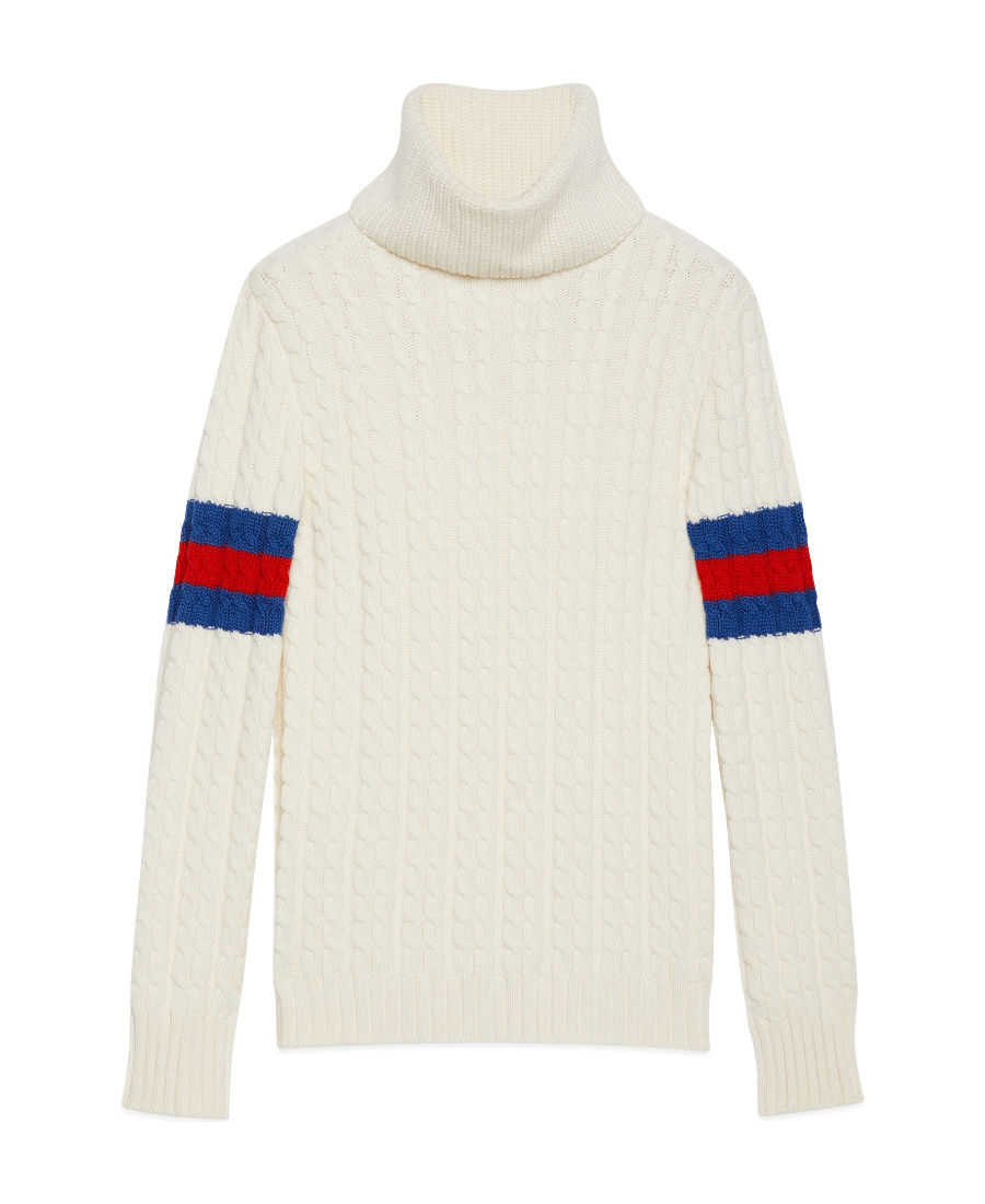 Gucci Web-striped Cashmere Jumper In White