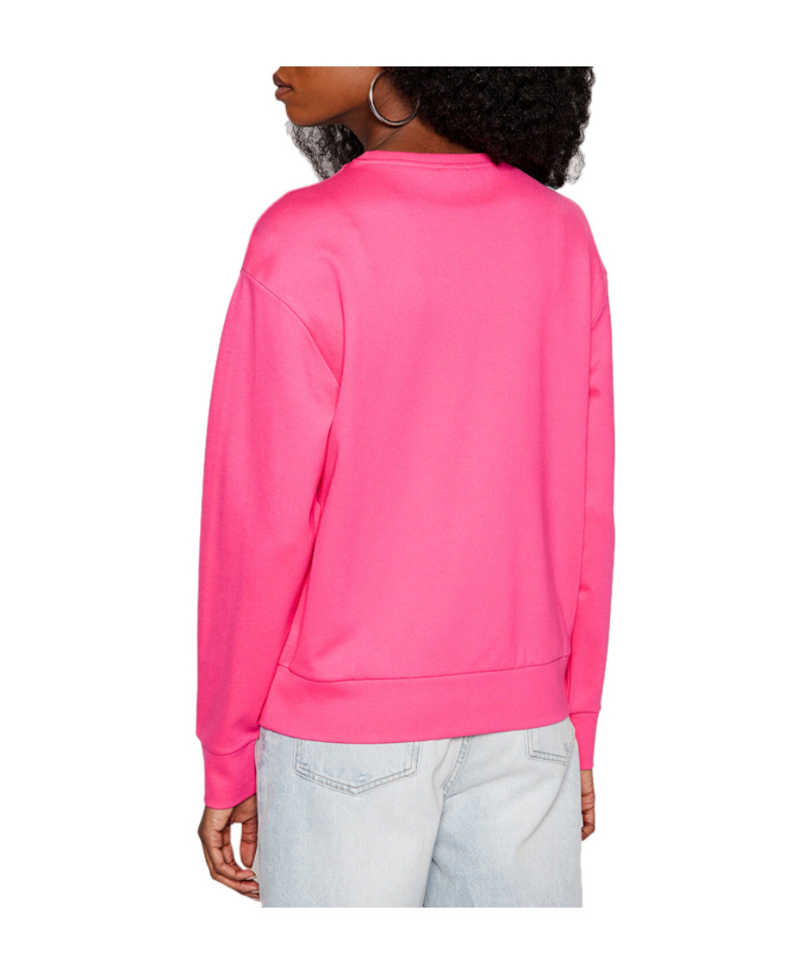 Emporio Armani Round Collar Long Sleeve Sweater In Pink