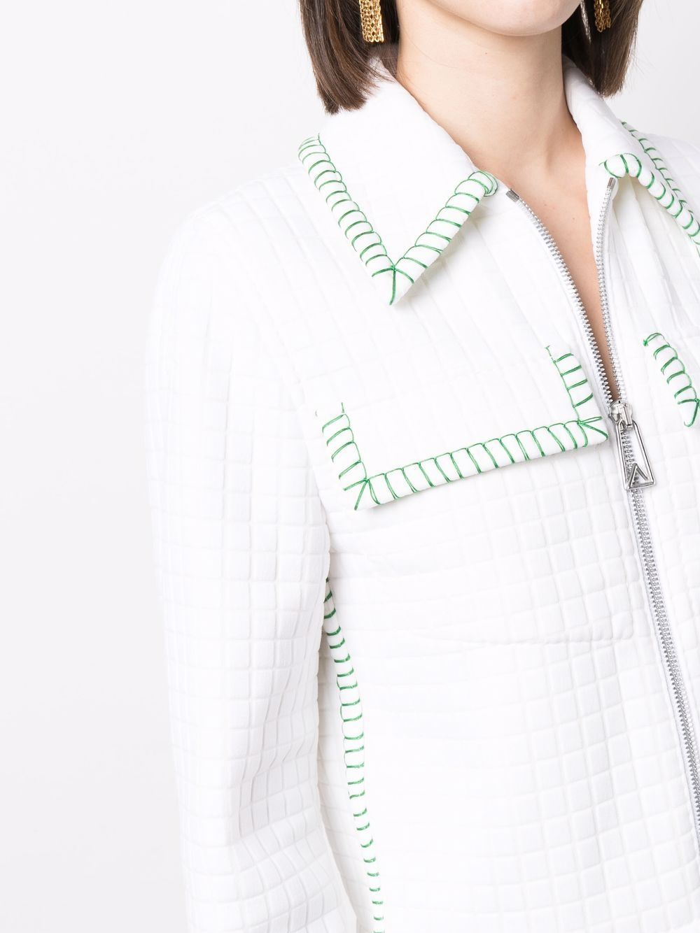 Bottega Veneta Contrast-stitch Matelasse Jacket In White