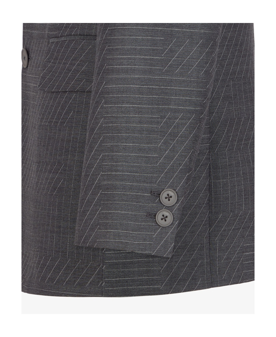 Fendi Striped Single-breasted Wool Blazer In Black