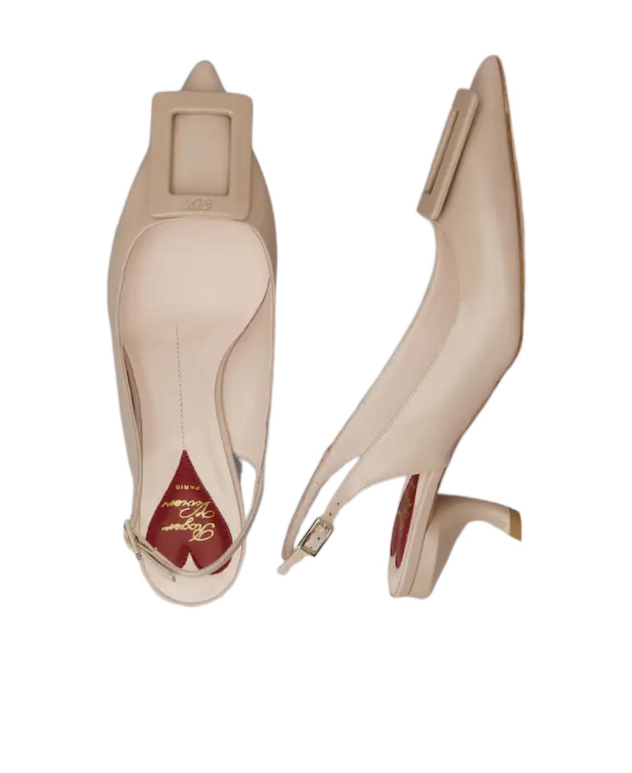 Roger Vivier Virgule Lacquered Buckle Slingback Pumps In Nude