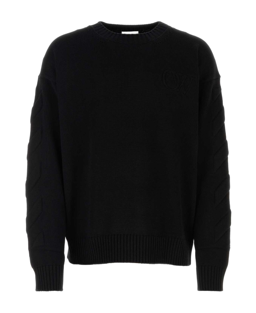 Off-white Off White Sweater With Embossed Diagonal Motif In Black