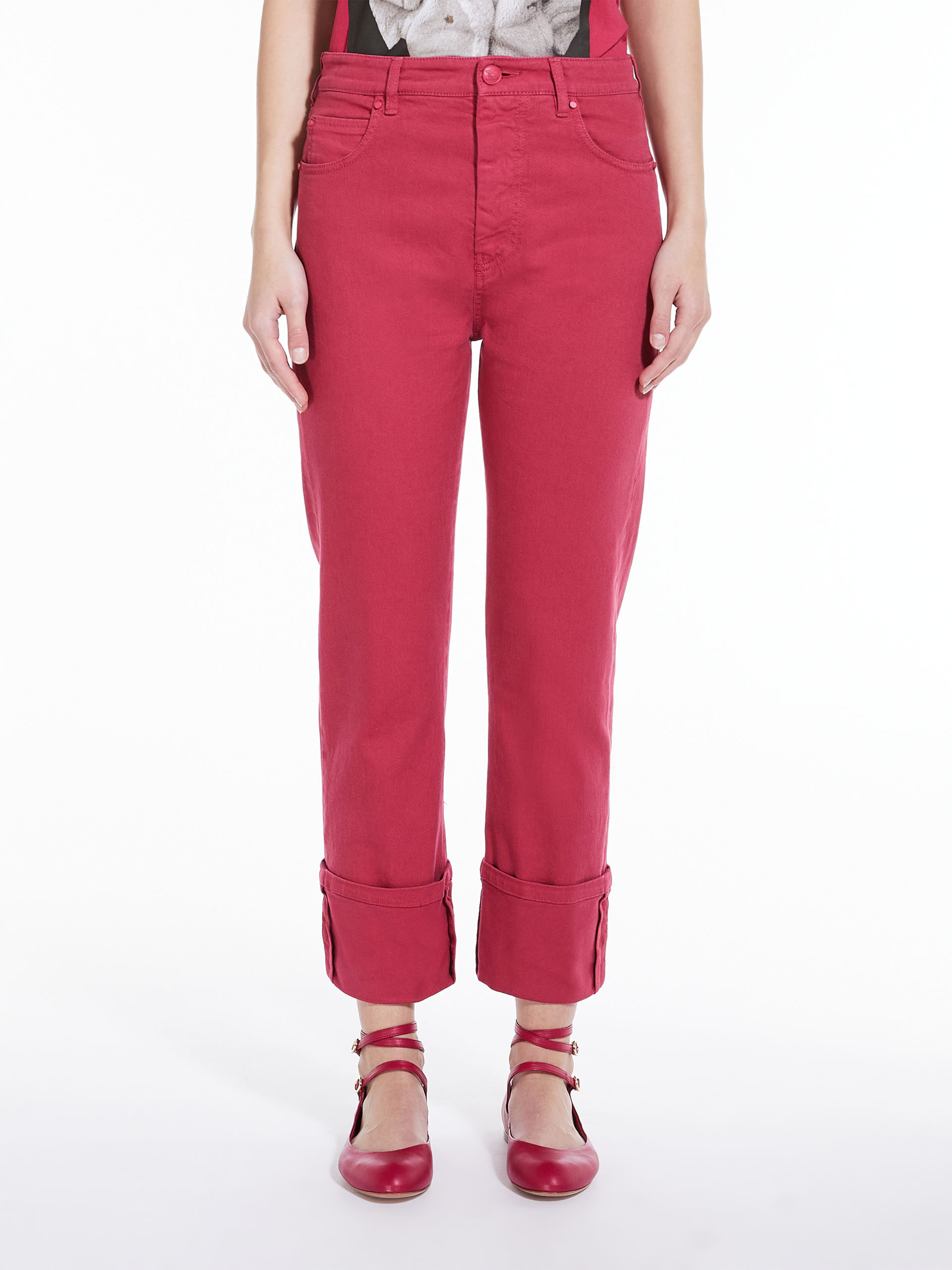 Max Mara Cropped Stretch-cotton Jeans In Pink