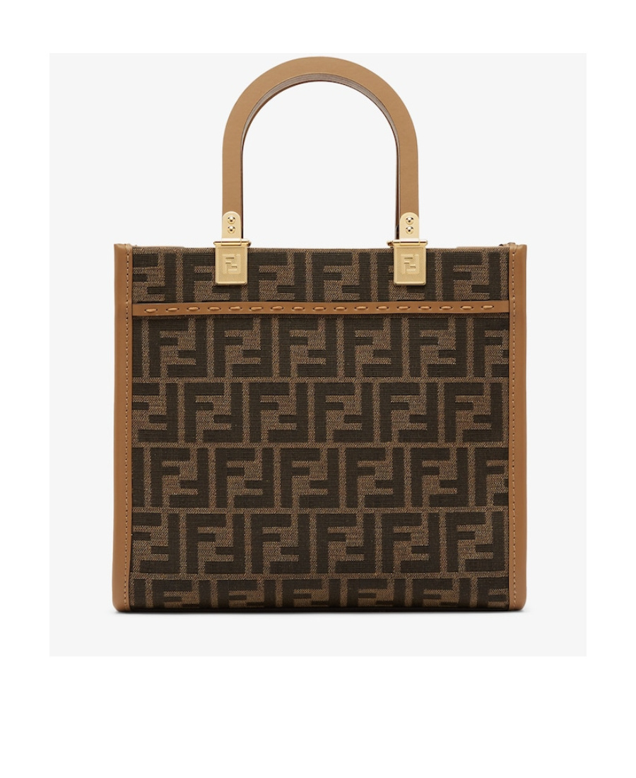 Fendi Ff Jacquard Small Sunshine Shopper Bag In Brown