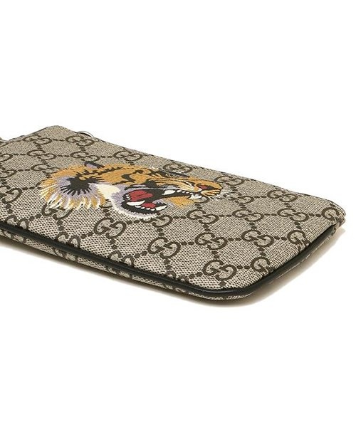 Gucci Tiger Head Printed Wallet In Nude