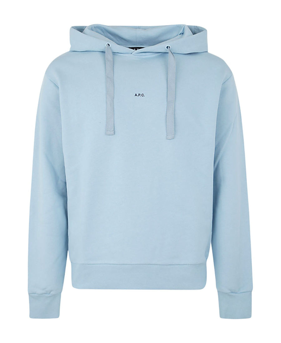 Apc A.p.c. Logo Printed Drawstring Hoodie In Blue