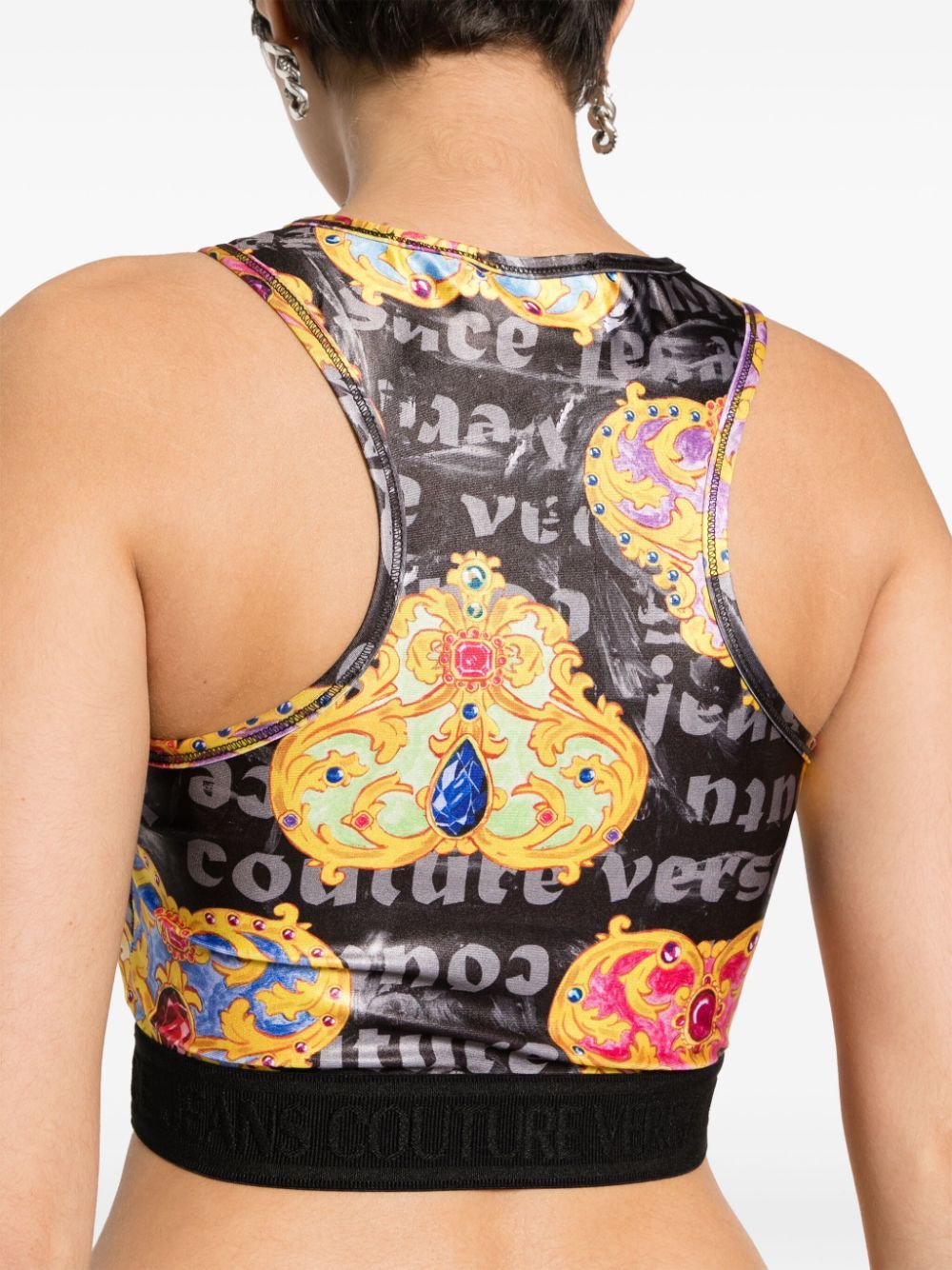 Versace Jeans Printed Cropped Top In Multicolor