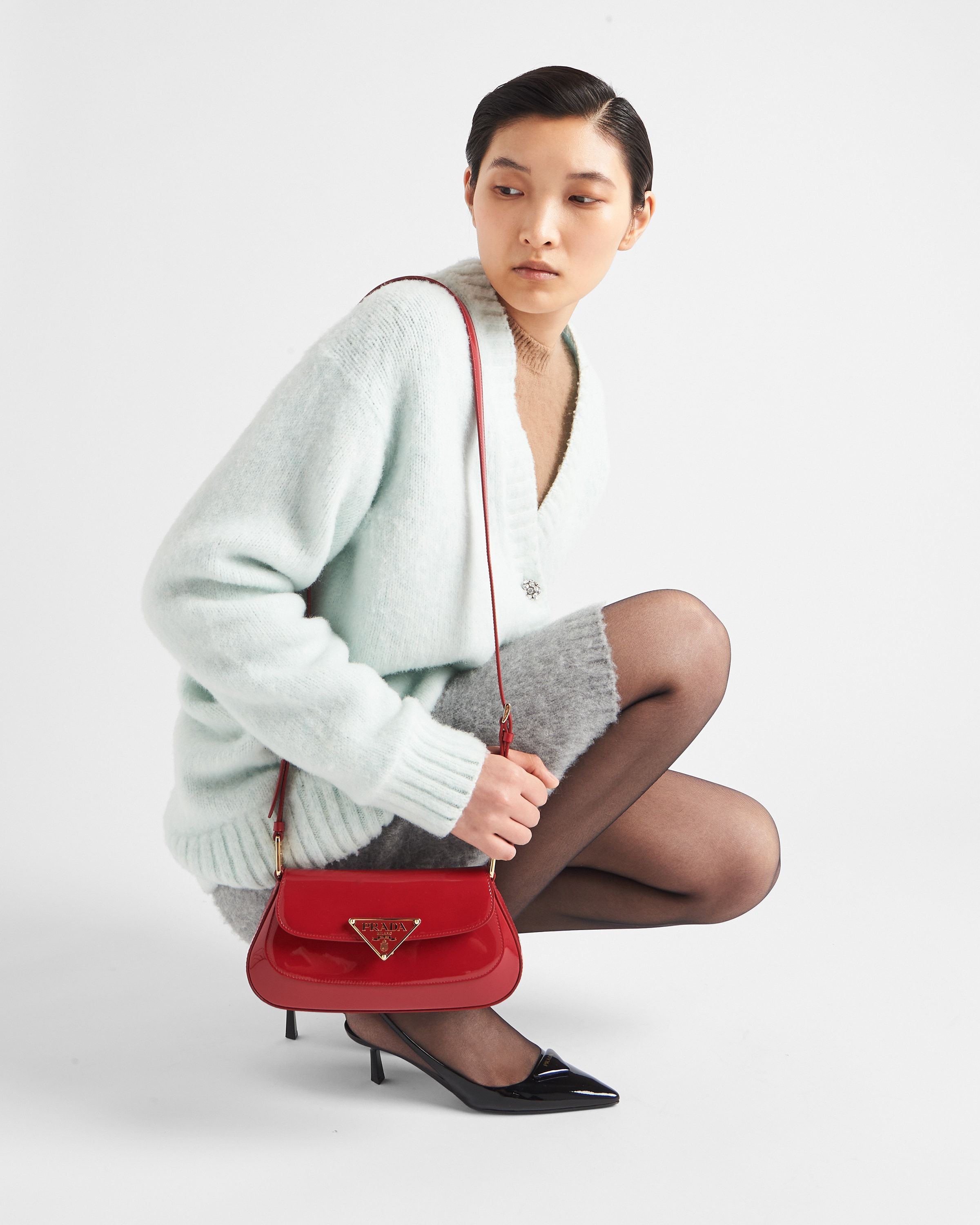 Shop Prada Cashmere Skirt In Gray