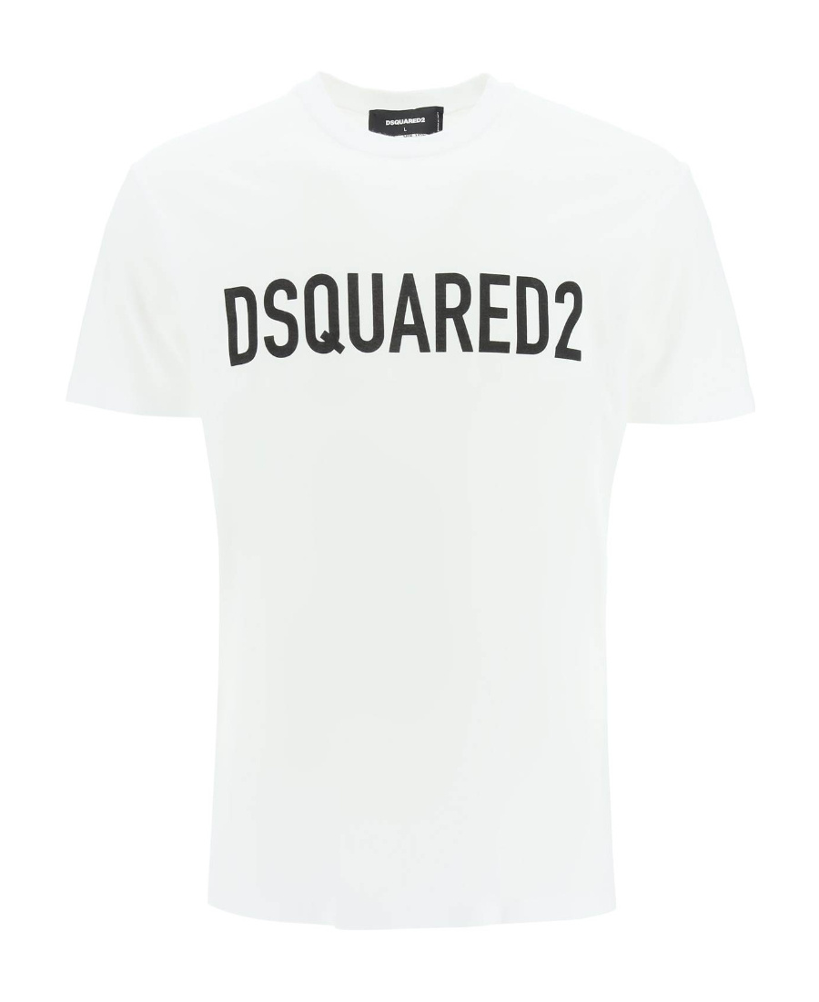 Dsquared2 Solid Color Cool Fit Crew-neck T-shirt With Printed Logo In White
