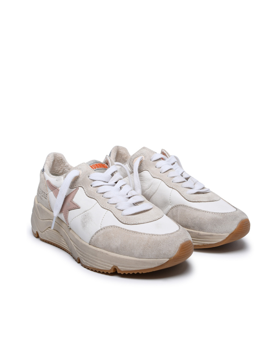 Golden Goose 'running Sole' White Nappa Leather Sneakers In Nude