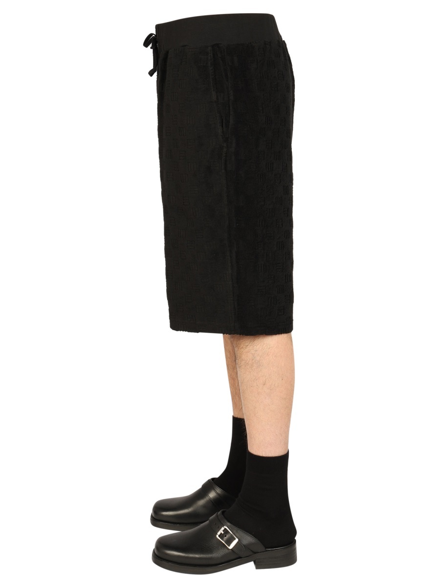 Ambush Monogram Towelling-finish Track Shorts In Black