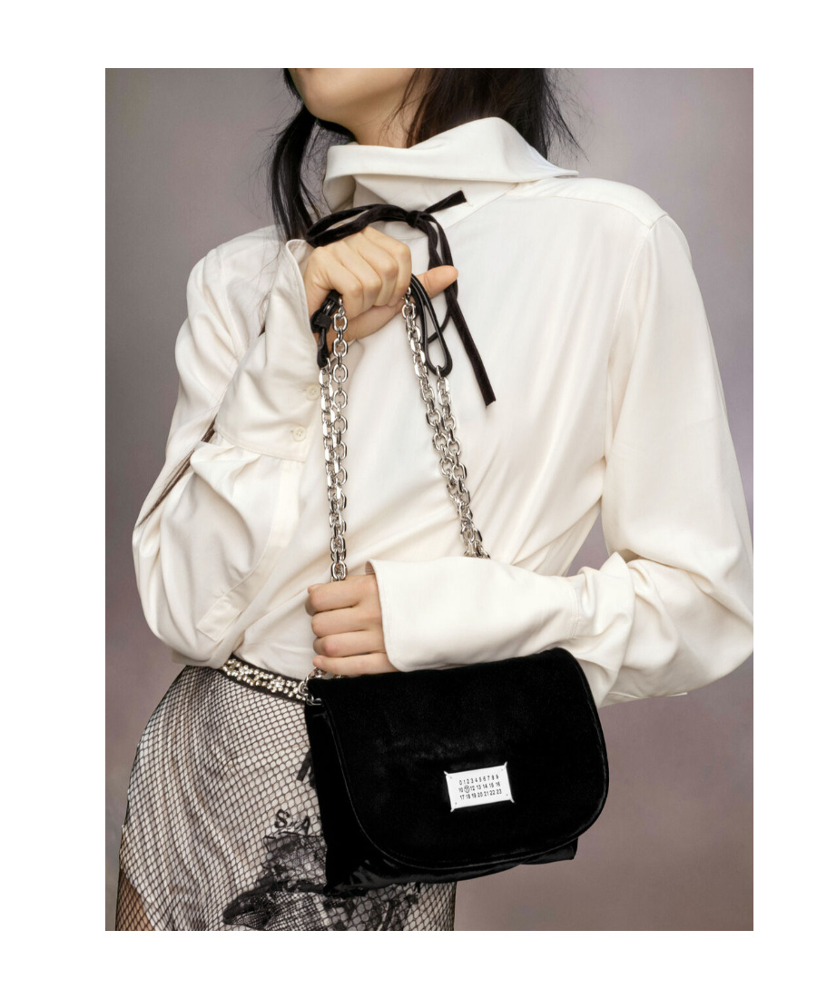 Maison Margiela Glam Slam Velvet Crossbody Bag In Black