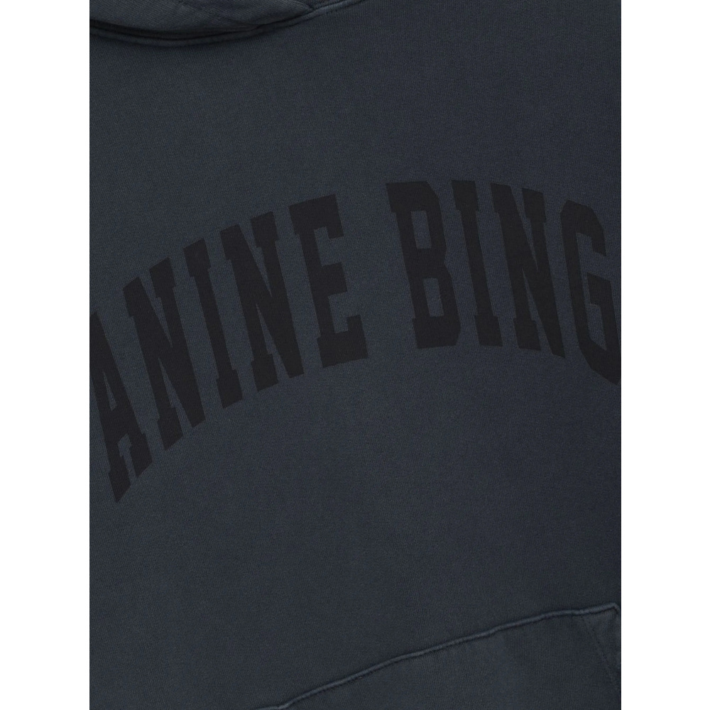 ANINE BING ANINE BING HARVEY DISTRESSED LOGO PRINTED HOODIE
