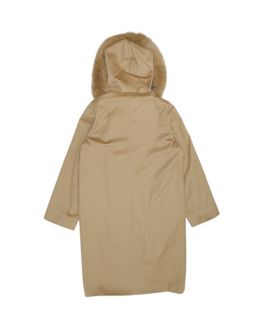 Max Mara Logo Hooded Overcoat In Nude