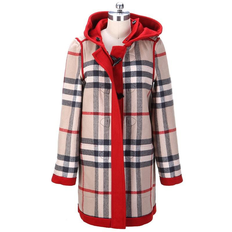Burberry Hooded Long-sleeved Coat In Red