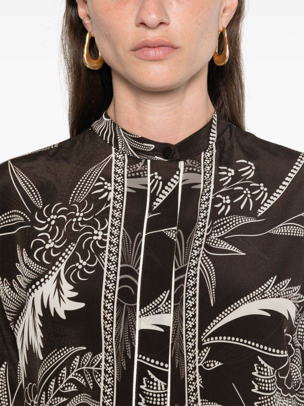 F.r.s For Restless Sleepers For Restless Sleepers Printed Silk Shirt In Black