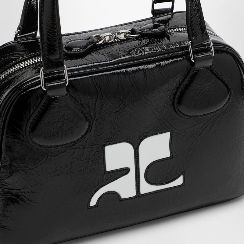 Courrèges Reedition Bowling Leather Bag In Black
