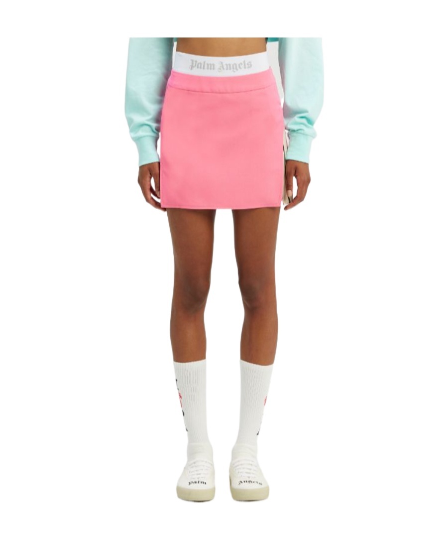 Shop Palm Angels Stripe-detail A-line Miniskirt In Pink