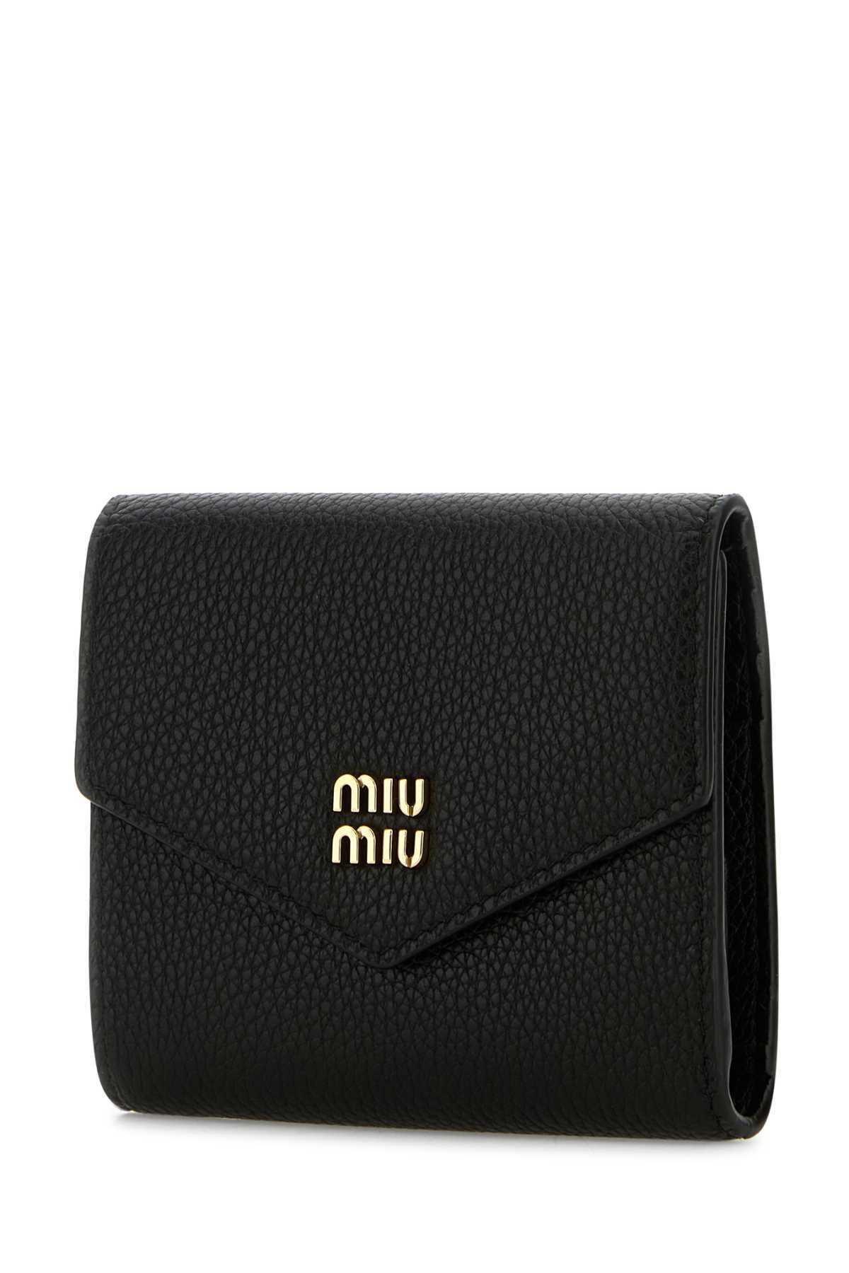 Miu Miu Logo Wallet In Black