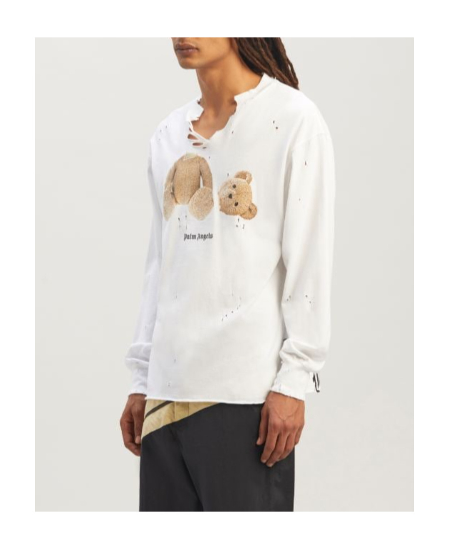 Palm Angels Oversized Sweatshirt With Bear Print In White