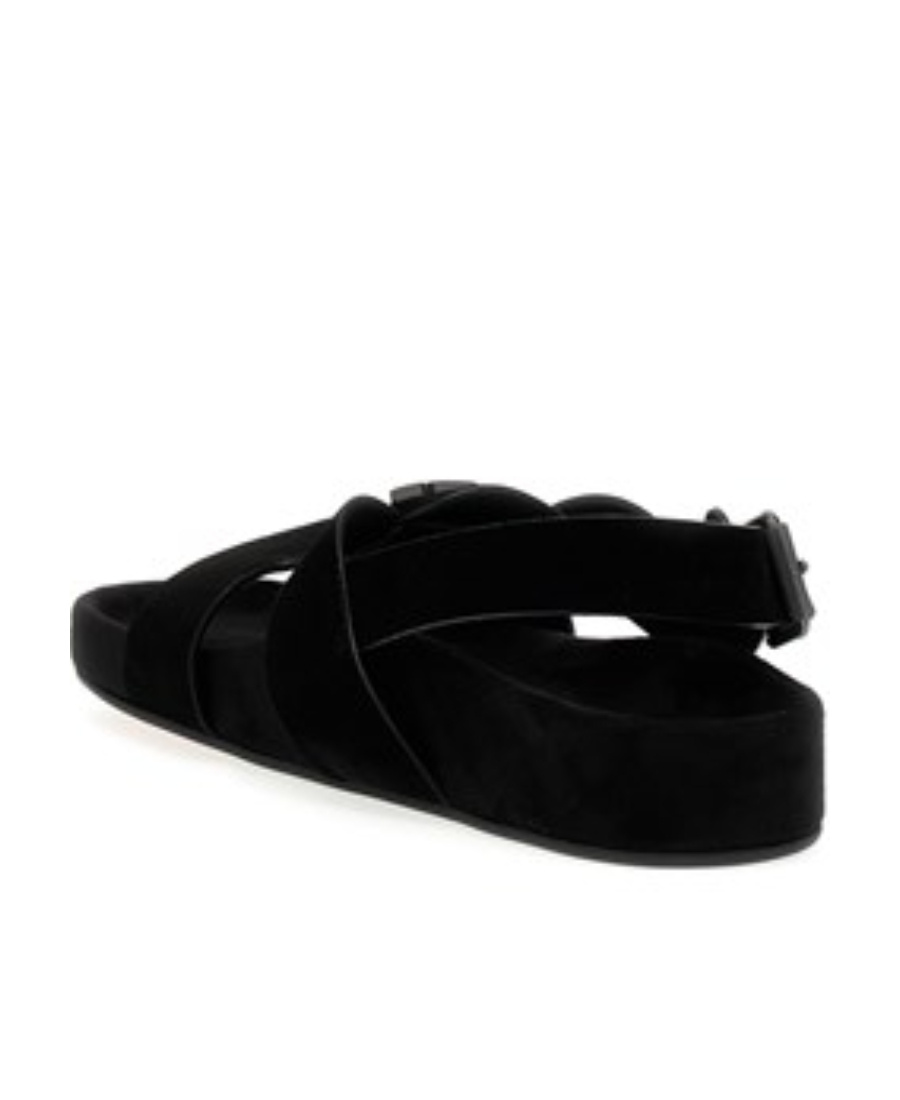 Christian Louboutin Buckle Hollowed-out Sandals In Black