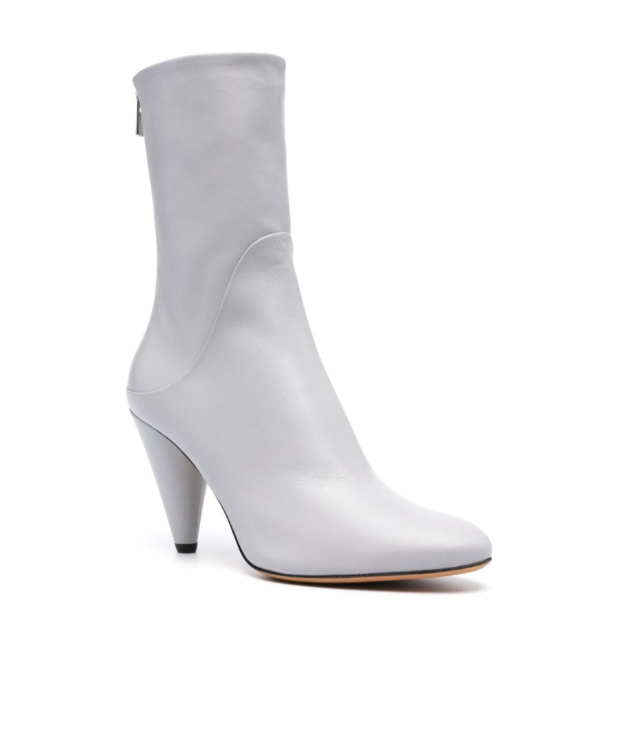 Shop Proenza Schouler Cone 95mm Leather Boots In Gray
