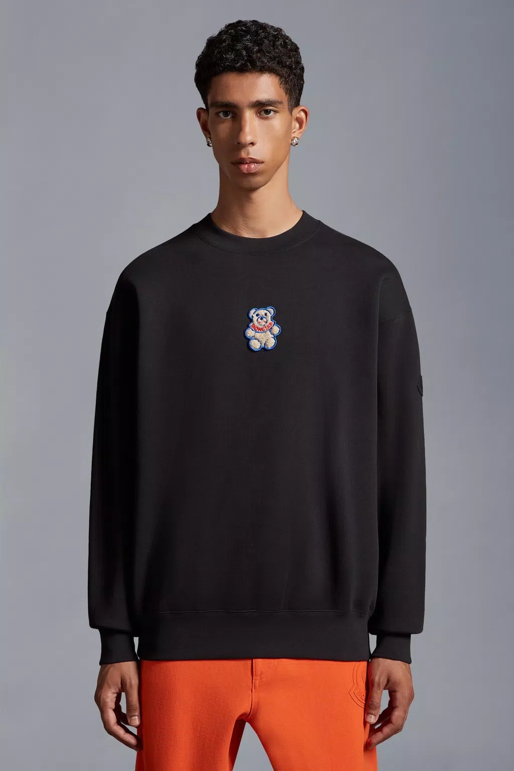 Moncler Logo-patch Cotton Sweatshirt In Black