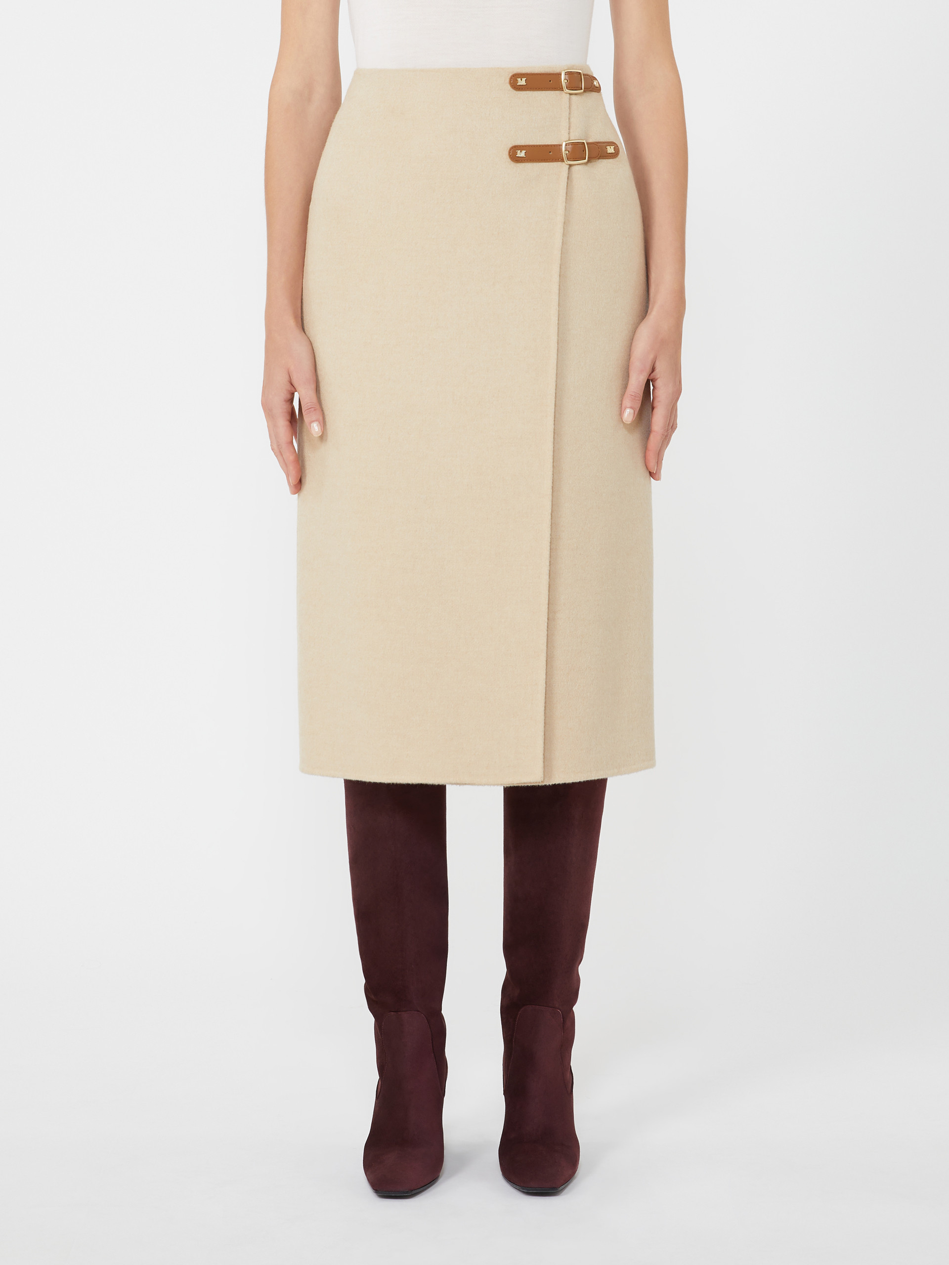 Max Mara Camel Wrap Skirt In Neutral