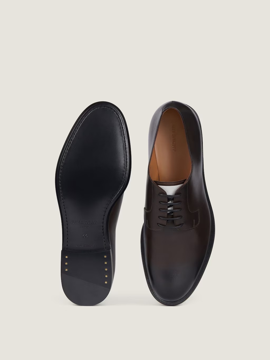 Givenchy Label Derbies In Leather In Brown