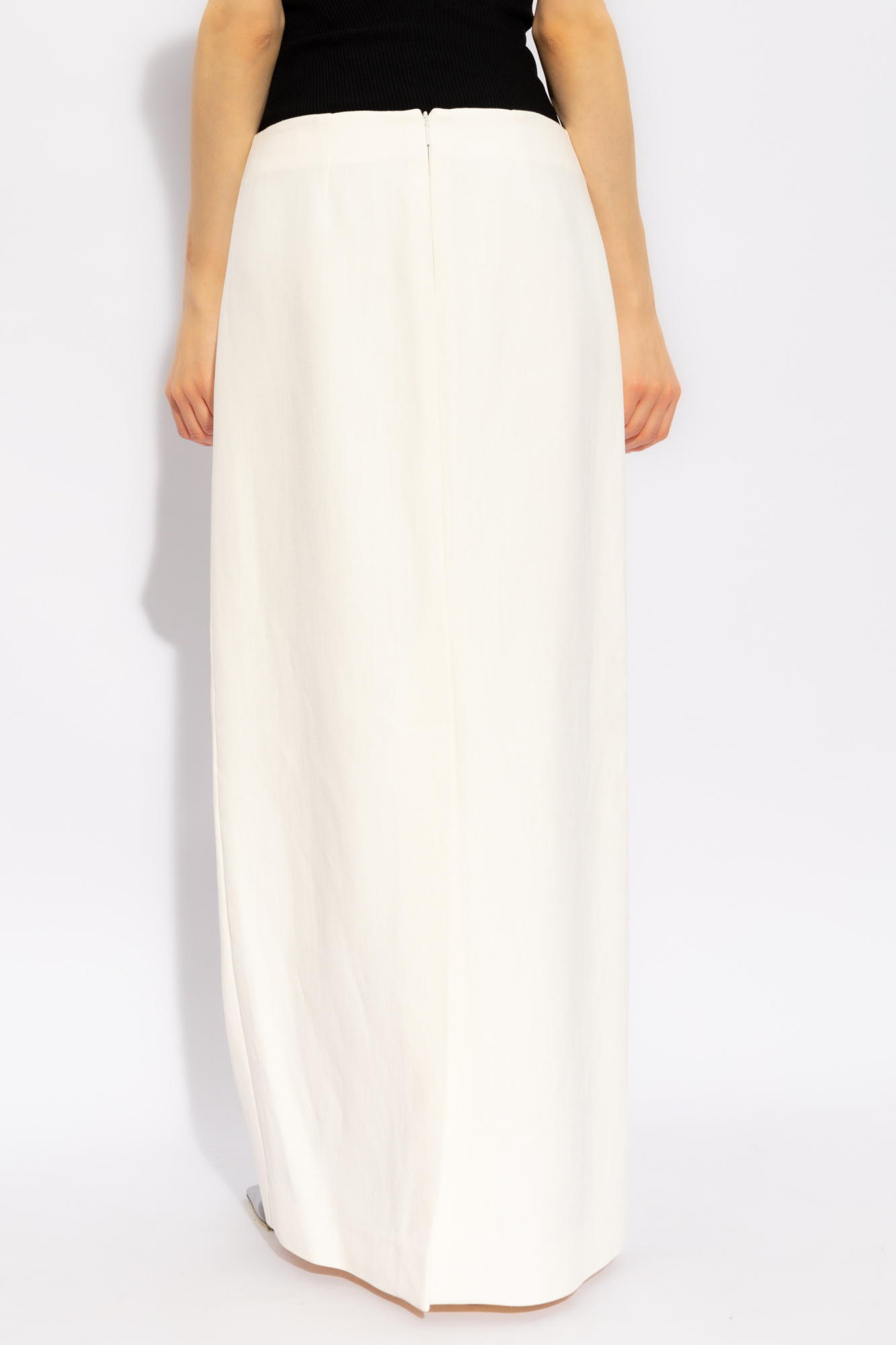 Shop Ferragamo Salvatore High-waist Straight Hem Maxi Skirt In White