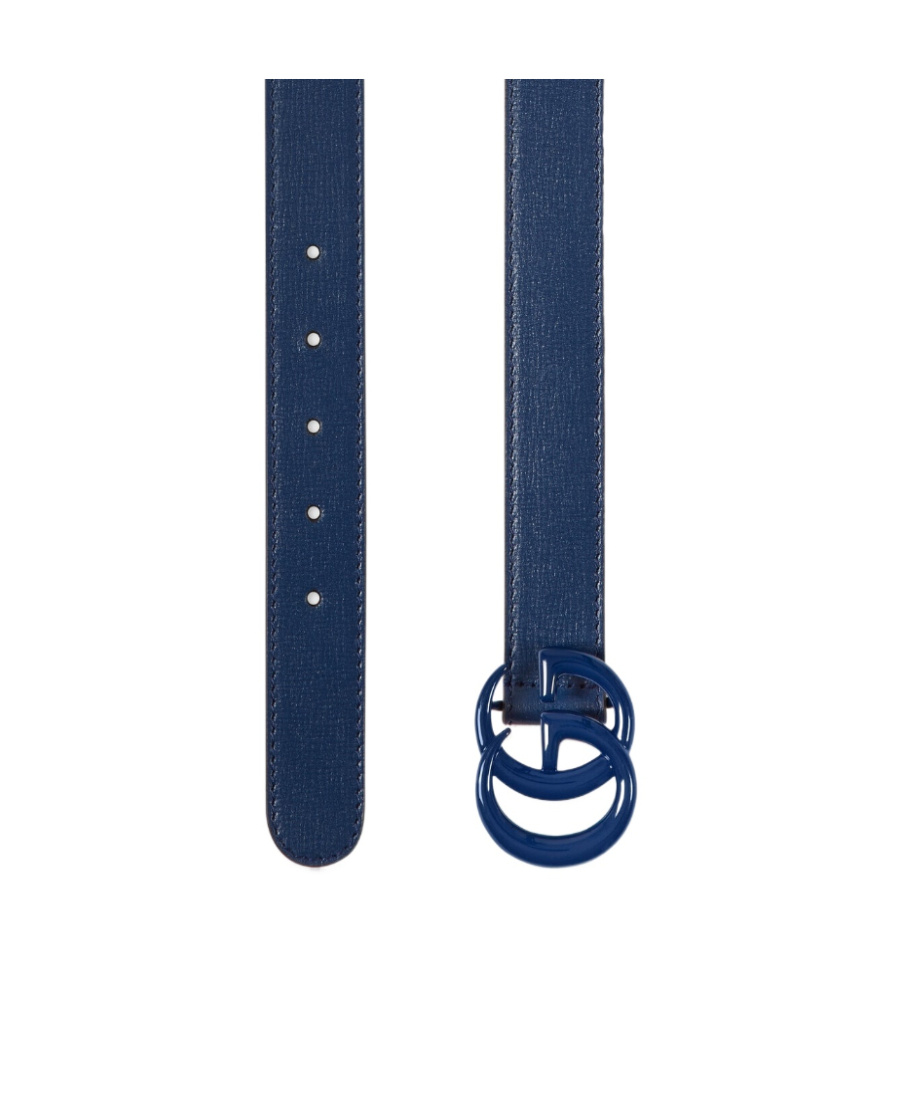 Gucci Double G Leather Belt In Blue