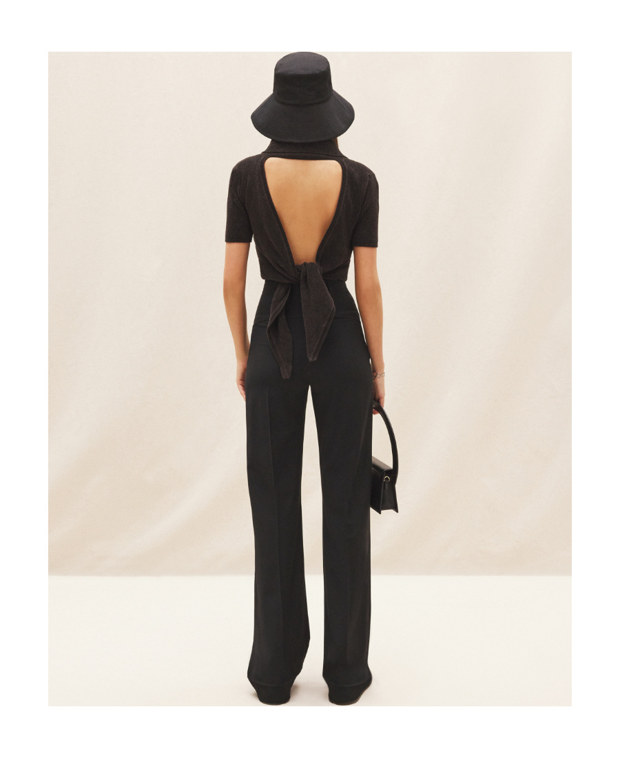 Shop Jacquemus High-waisted Flared Leg Trousers In Black