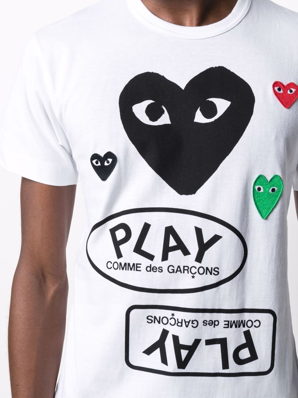 Comme Des Garçons White Heart Print T-shirt In White