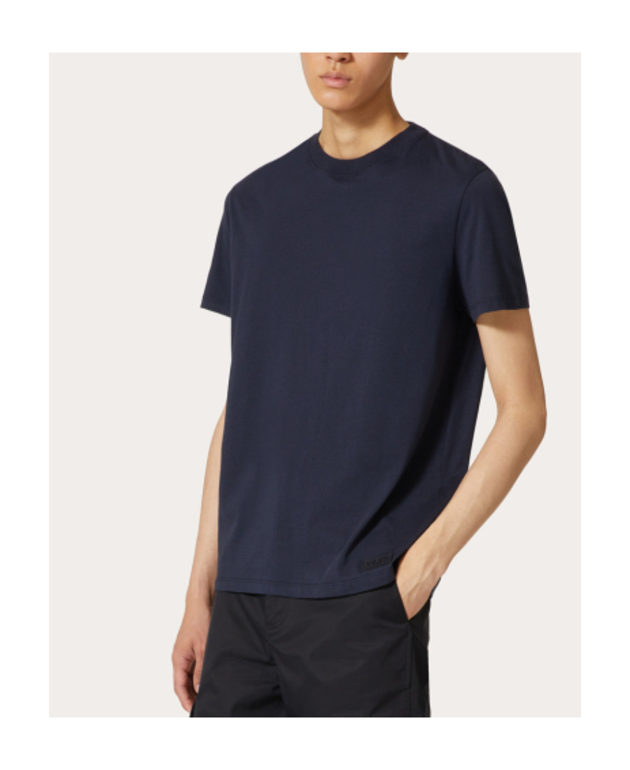 Valentino Cotton Crewneck T-shirt With Black Untitled Studs In Black
