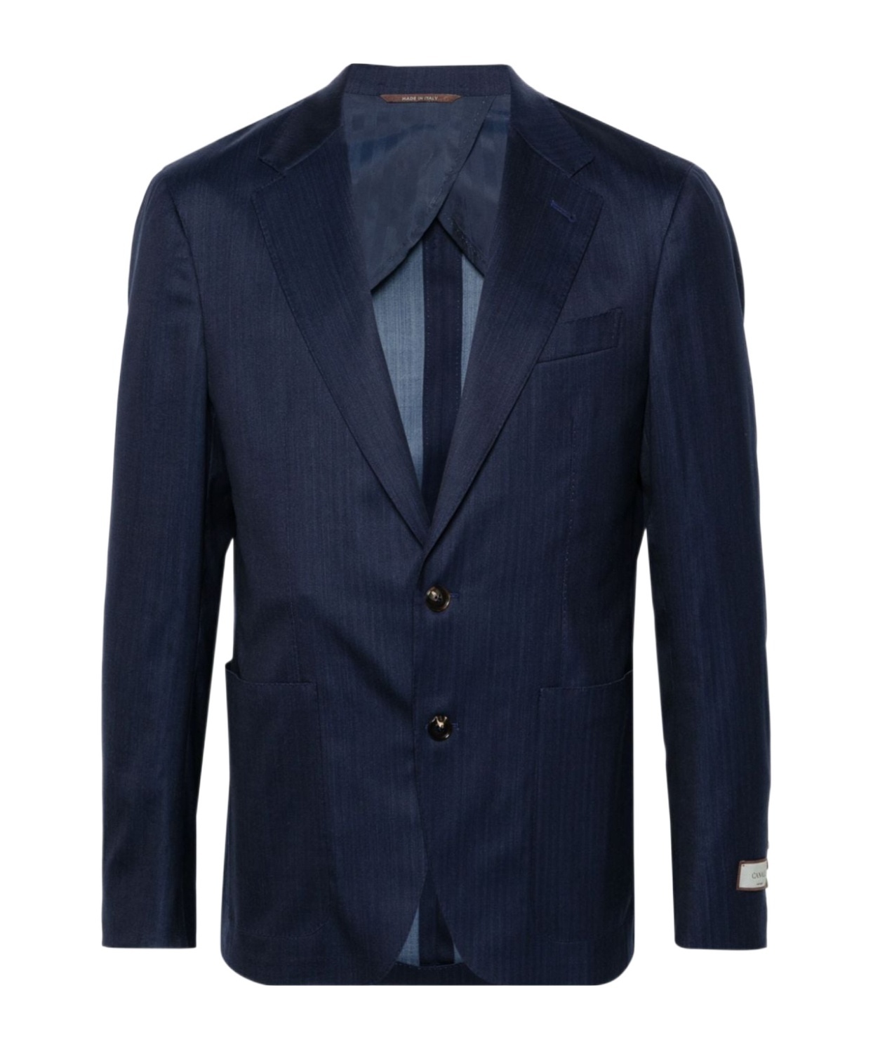 Canali Striped Wool-blend Blazer In Black