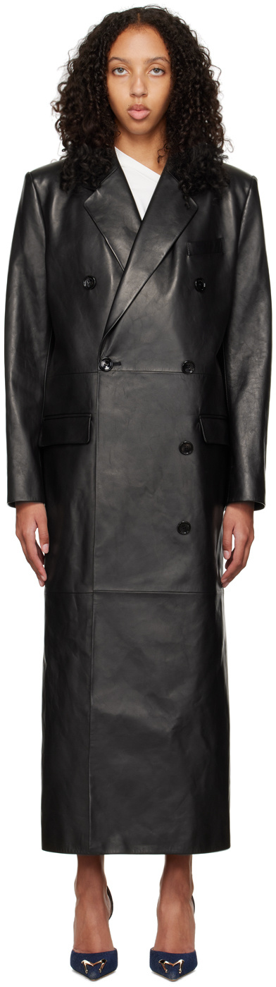 Magda Butrym Double-breasted Long Coat In Black