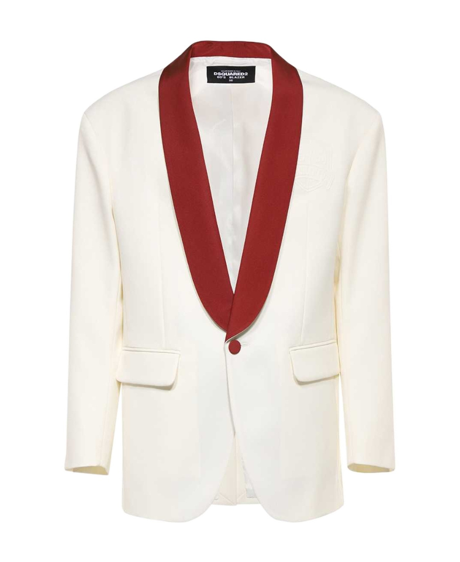 Shop Dsquared2 Shawl-lapel Contrast Blazer In White