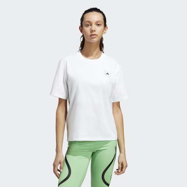 Adidas By Stella Mccartney Logo-print Short-sleeved T-shirt In White
